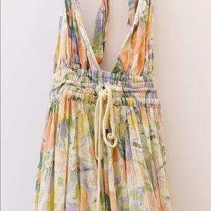O’Neil boho floral maxi halter top dress